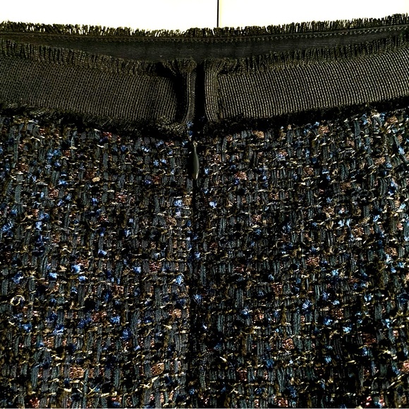 Ann Taylor Tweed Boucle Metallic A-line Mini Skirt In Navy Blue Multi Size 0 EUC - Picture 8 of 10